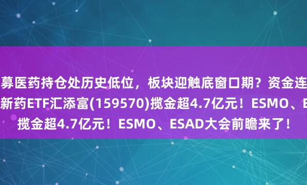 公募医药持仓处历史低位，板块迎触底窗口期？资金连续3天涌入，港股通创新药ETF汇添富(159570)揽金超4.7亿元！ESMO、ESAD大会前瞻来了！