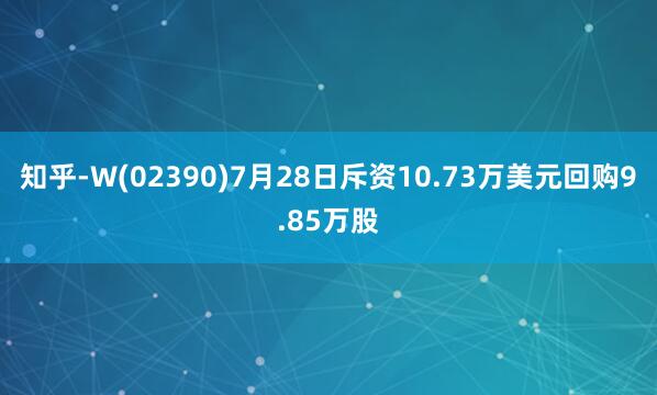 知乎-W(02390)7月28日斥资10.73万美元回购9.85万股