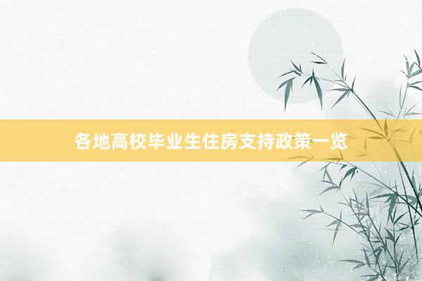 各地高校毕业生住房支持政策一览