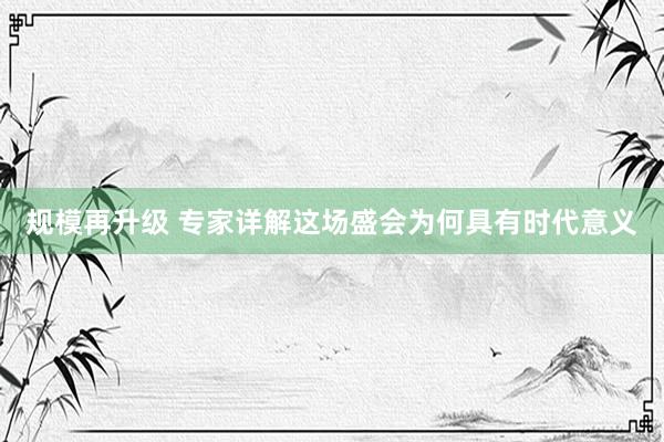 规模再升级 专家详解这场盛会为何具有时代意义