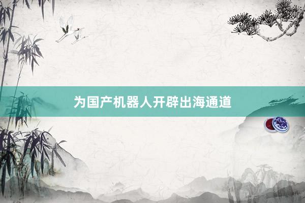 为国产机器人开辟出海通道