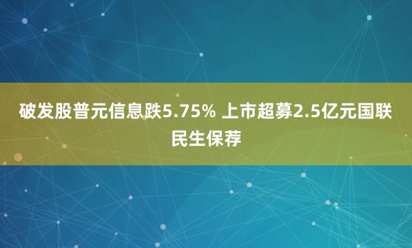 破发股普元信息跌5.75% 上市超募2.5亿元国联民生保荐