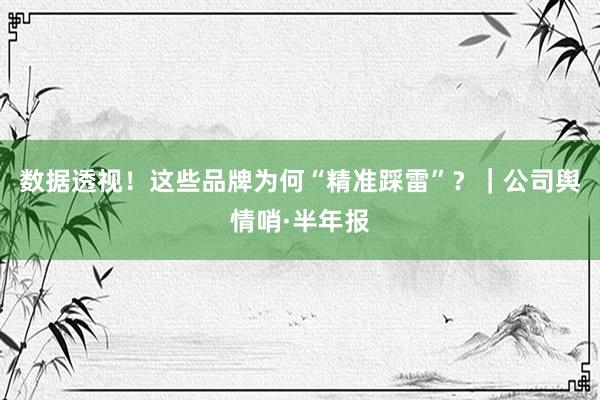数据透视！这些品牌为何“精准踩雷”？｜公司舆情哨·半年报