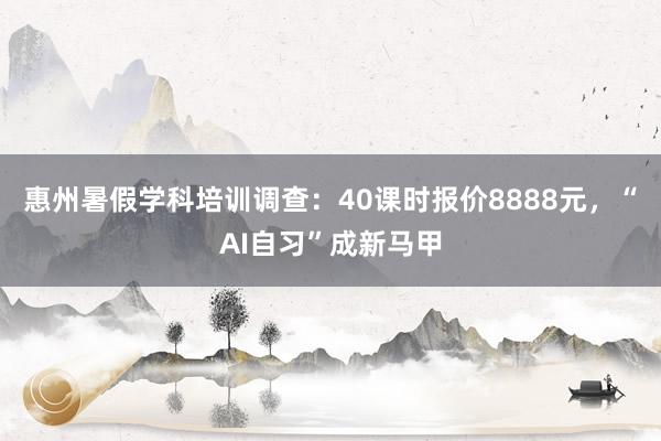 惠州暑假学科培训调查：40课时报价8888元，“AI自习”成新马甲
