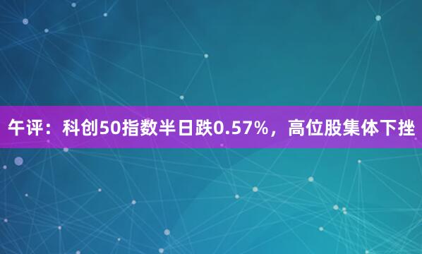 午评：科创50指数半日跌0.57%，高位股集体下挫