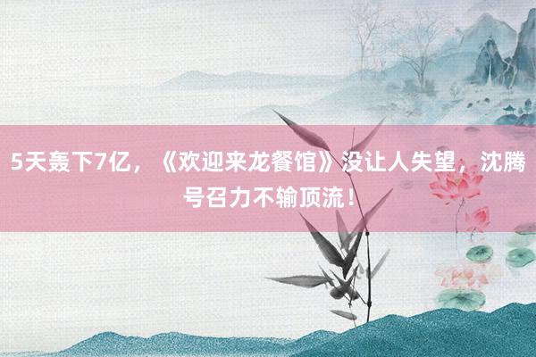 5天轰下7亿，《欢迎来龙餐馆》没让人失望，沈腾号召力不输顶流！