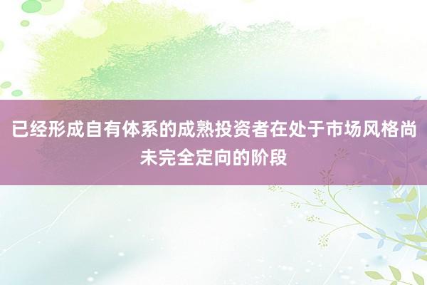 已经形成自有体系的成熟投资者在处于市场风格尚未完全定向的阶段