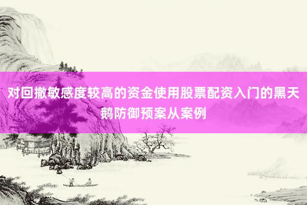 对回撤敏感度较高的资金使用股票配资入门的黑天鹅防御预案从案例