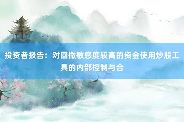 投资者报告：对回撤敏感度较高的资金使用炒股工具的内部控制与合