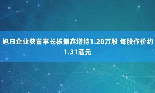旭日企业获董事长杨振鑫增持1.20万股 每股作价约1.31港元