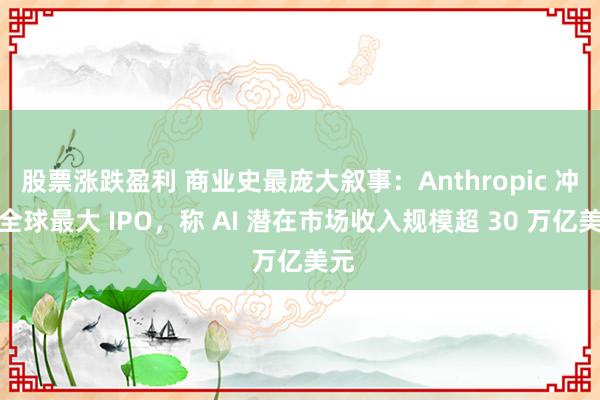 股票涨跌盈利 商业史最庞大叙事：Anthropic 冲击全球最大 IPO，称 AI 潜在市场收入规模超 30 万亿美元