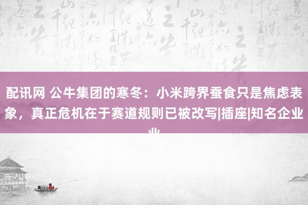 配讯网 公牛集团的寒冬：小米跨界蚕食只是焦虑表象，真正危机在于赛道规则已被改写|插座|知名企业