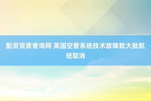 配资资质查询网 英国空管系统技术故障致大批航班取消