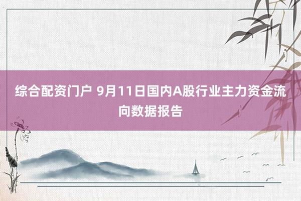 综合配资门户 9月11日国内A股行业主力资金流向数据报告