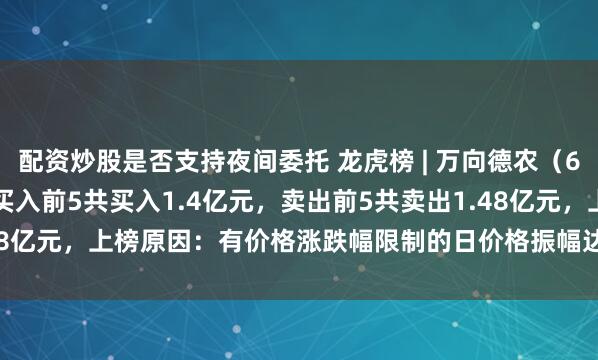 配资炒股是否支持夜间委托 龙虎榜 | 万向德农（600371）跌1.53%，买入前5共买入1.4亿元，卖出前5共卖出1.48亿元，上榜原因：有价格涨跌幅限制的日价格振幅达到15%的前五只证券