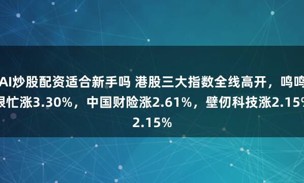 AI炒股配资适合新手吗 港股三大指数全线高开，鸣鸣很忙涨3.30%，中国财险涨2.61%，壁仞科技涨2.15%