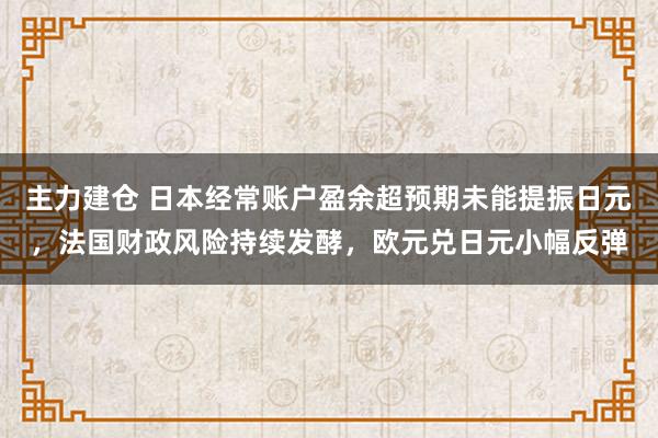 主力建仓 日本经常账户盈余超预期未能提振日元，法国财政风险持续发酵，欧元兑日元小幅反弹