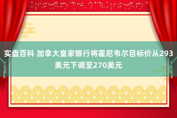 实盘百科 加拿大皇家银行将霍尼韦尔目标价从293美元下调至270美元