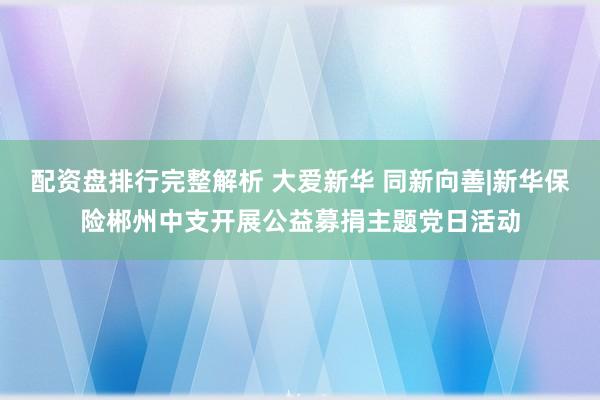 配资盘排行完整解析 大爱新华 同新向善|新华保险郴州中支开展公益募捐主题党日活动